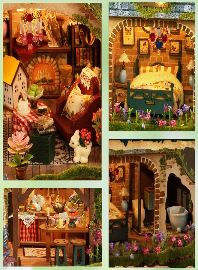 ISSEVE DIY Miniature House Kit, Tiny House Dollhouse Kit for Adults, Mini House Building Kits, Halloween Christmas Home Bookshelf Decoration, Gifts for Family and Friends (Forest Adventure) - Image 3